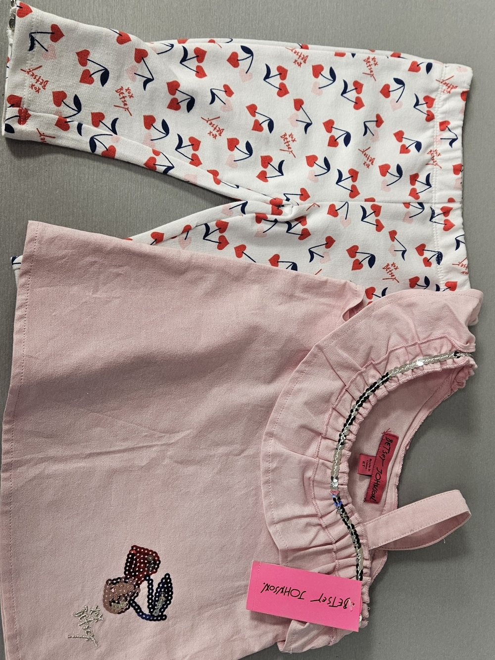 Betsey Johnson Soft Pink Ruffle Set Of Two. Summer Girl , Top And Pants.